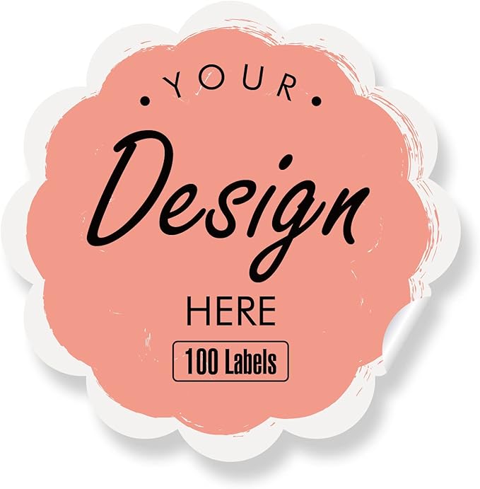 Personalized Labels - Custom Stickers With Any Design, Image, Logo, Text - Thank You Labels for Business (Scalloped, 5.5"x5.5", 100 Labels)