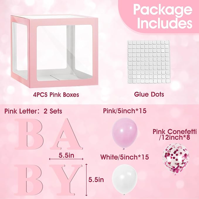 Ledido Baby Boxes with Letters for Baby Shower Decorations with 38 Balloons - Image 2