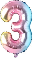 32 Inch Number Balloons Foil Ballon Rainbow Gradient Digit Ball Colorful by REIANS