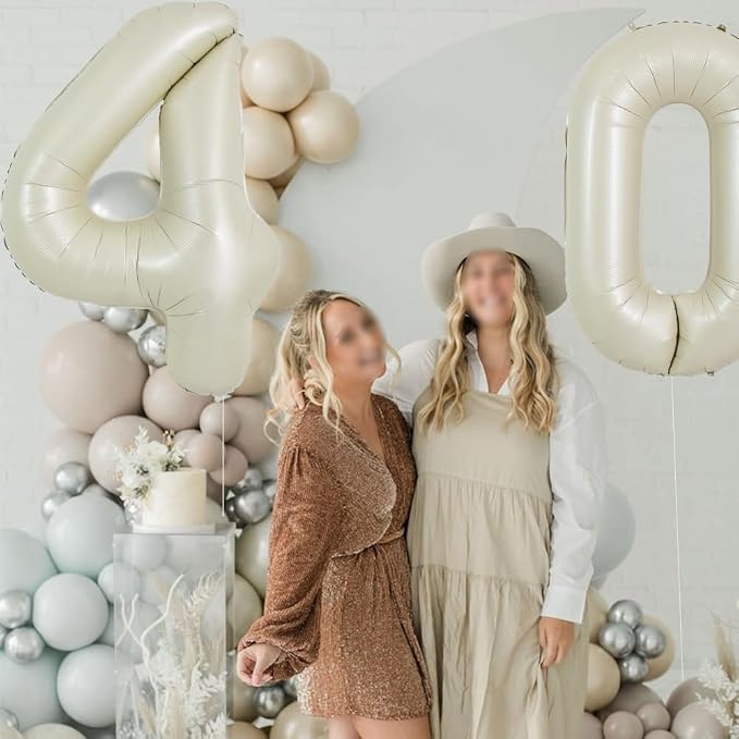 TONIFUL 40 Inch Cream White Large Numbers Balloon 0-9 Birthday Party Decorations - Image 3