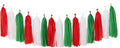 Red-Green White Christmas Party-Decorations Tassel-Garland -15pcs Mexico Italy by Panduola