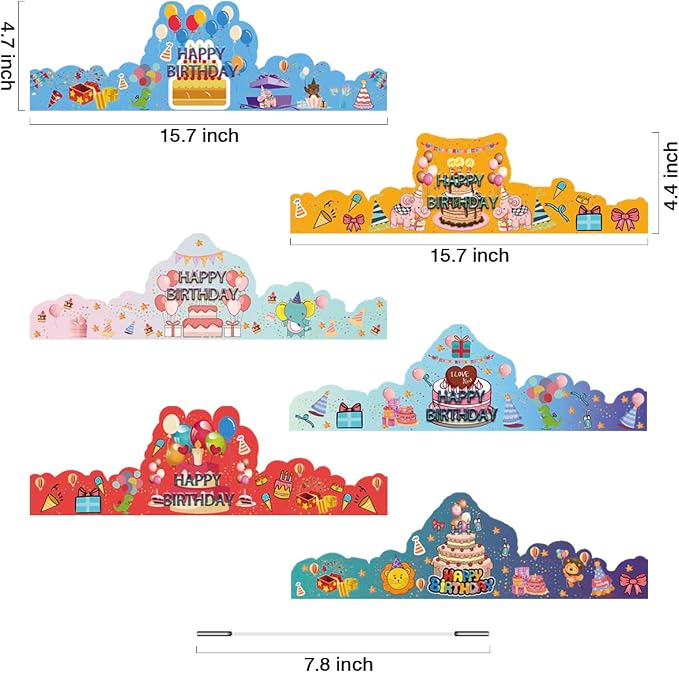 ARTLYMERS Birthday Crowns for Kids, 30 Pack Assorted Designs Paper Crowns - Image 2