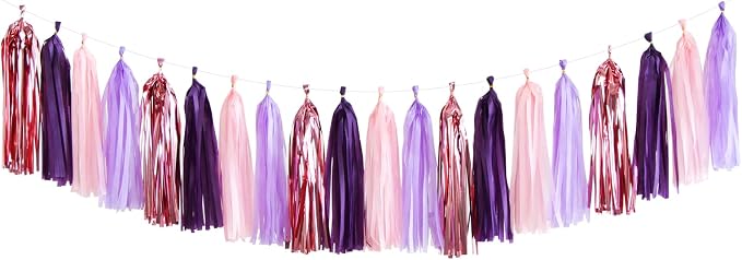 Pink-Purple Rose-Gold Party-Decorations Tassel Garland by Panduola