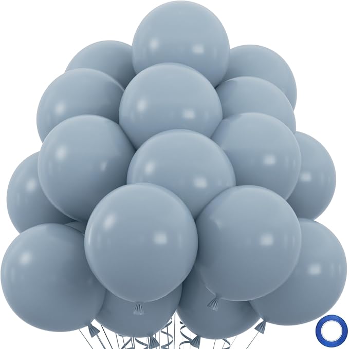 50pcs Dusty Blue Balloons, 12inch Retro Pale Aqua Blue Balloons | Balloons by ZizasAry