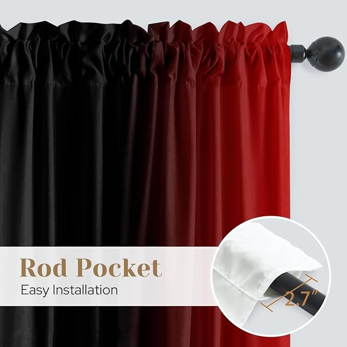 Red and Black Ombre Curtains 72 inches Length - Image 6