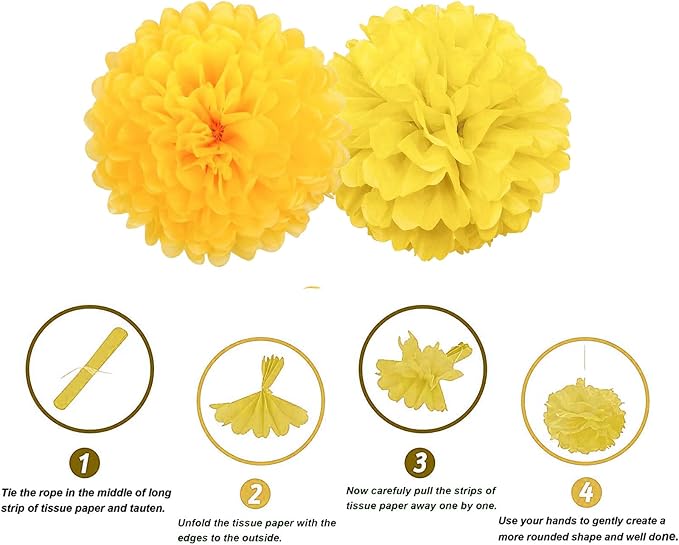 We Moment Yellow Paper Pom Poms Decorations - Image 3
