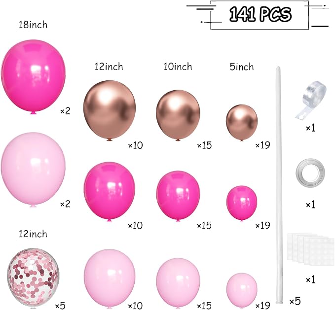 Pink and Gold Balloon Arch Kit, Different Size 18 12 10 5 inch, Princess - Image 2
