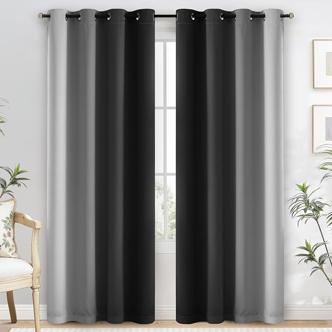 Yakamok 100% Blackout Curtains Ombre Black Curtains - Image 2