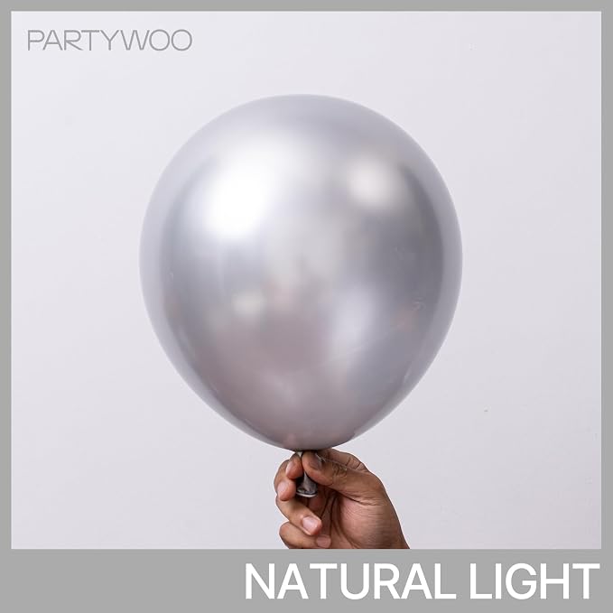 PartyWoo Metallic Silver Star Balloons 110pcs Different Sizes 18 12 10 5 Inch - Image 2