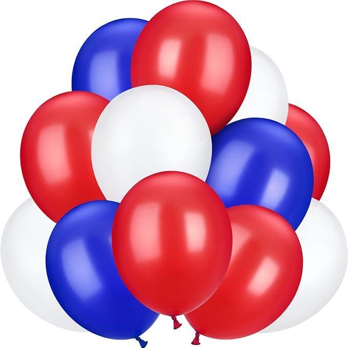 TecUnite 100 Pcs Red White and Blue Latex Balloons, 6.6 Inch Patriotic Balloons by TecUnite