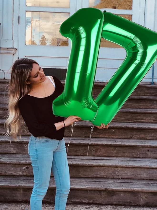 7 Balloon Numbers Party Decorations, 40In Dark Green Balloons - Image 4
