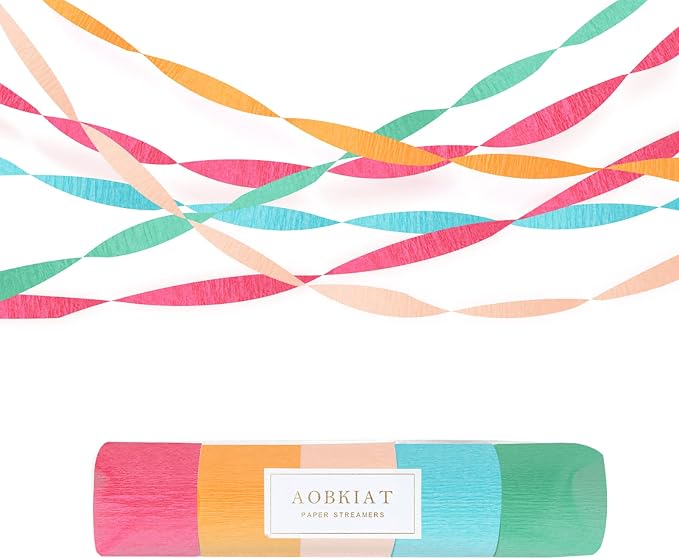 AOBKIAT 5 Rolls Rainbow Streamers Crepe Paper, Candyland Party Decorations | by aobkiat