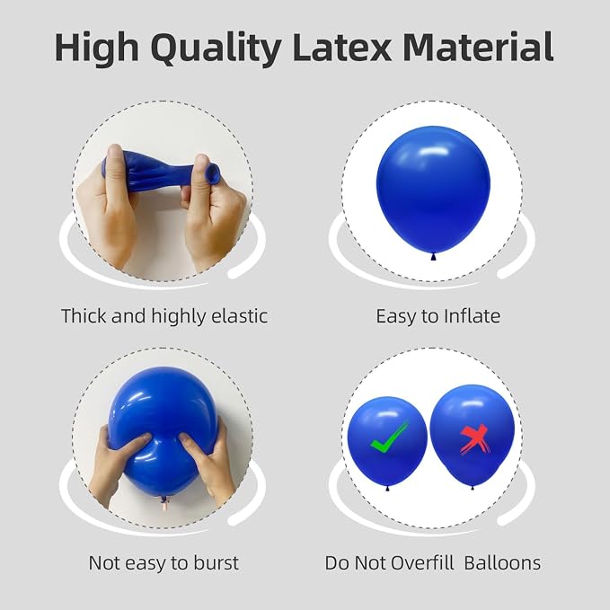 Royal Blue Balloons Different Sizes 135pcs 18 12 10 5 Inch Dark Blue Balloon - Image 3