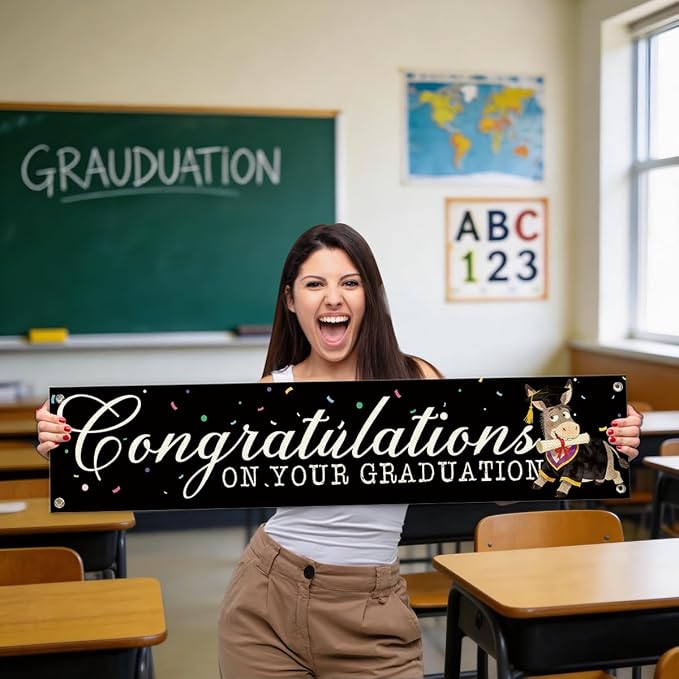 Graduation Banner Party Decorations, Congratulations on Your Graduation Hanging - Image 5