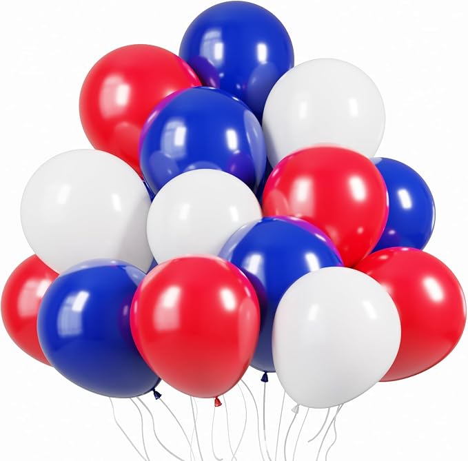 KBZVNAF Red White and Blue Balloons 60 Pack 12 inch | 4th of July Decorations by KBZVNAF