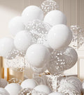 AULE 42Pcs Latex 12 Inch White Confetti Balloons Set | White Party Balloons by AULE