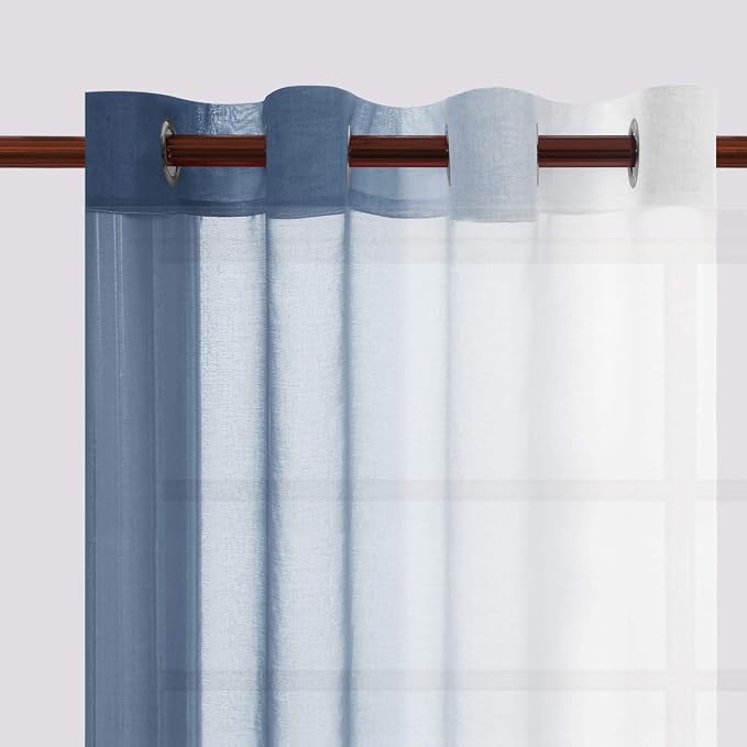 DWCN Ombre Faux Linen Sheer Curtains - Image 3