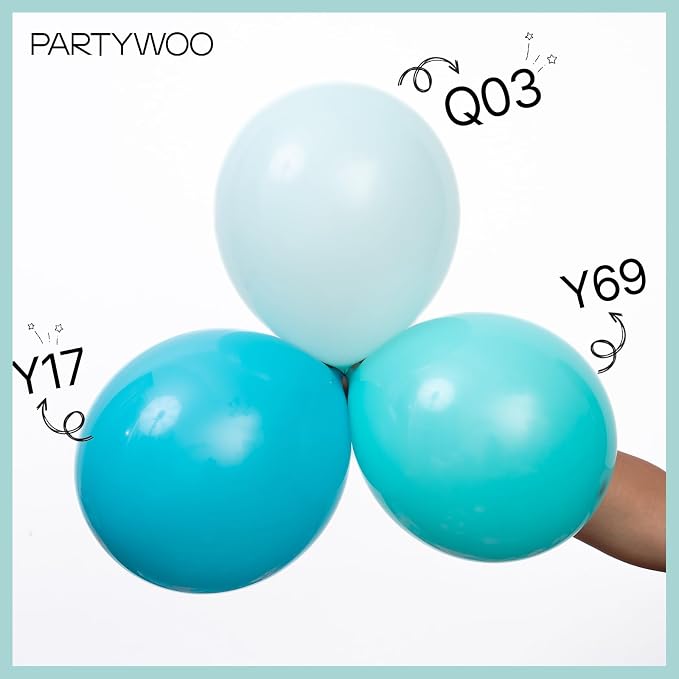 PartyWoo Teal Balloons 140pcs Turquoise Latex Balloons Different Sizes | 18 12 - Image 4