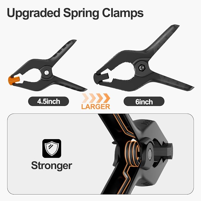 EMART 6 Pack Heavy Duty Spring Clamps, 6 inch Plastic Photo Booth Backdrop - Image 4