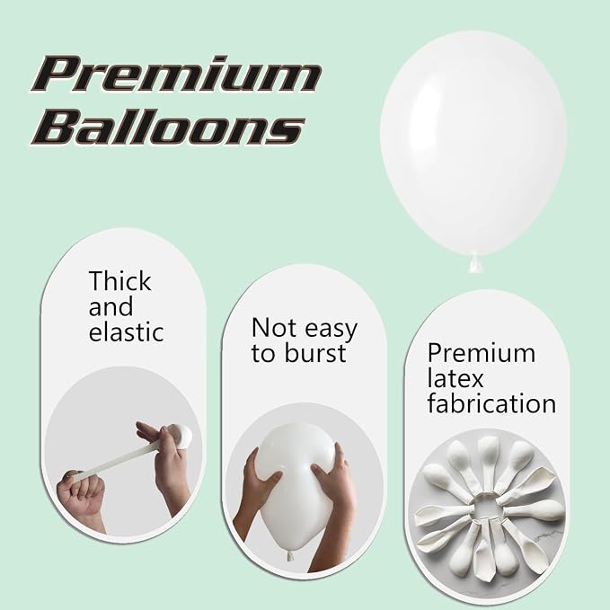 White Balloons 145pcs Different Sizes 5in 10in 12in 18in White Latex Balloon - Image 3