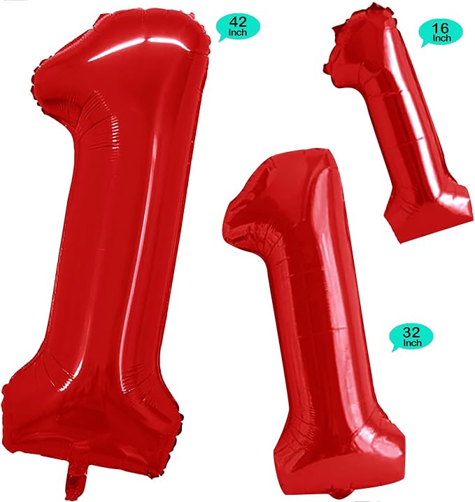 Red Foil Balloons Number 1, Huge Number Balloons - Image 2