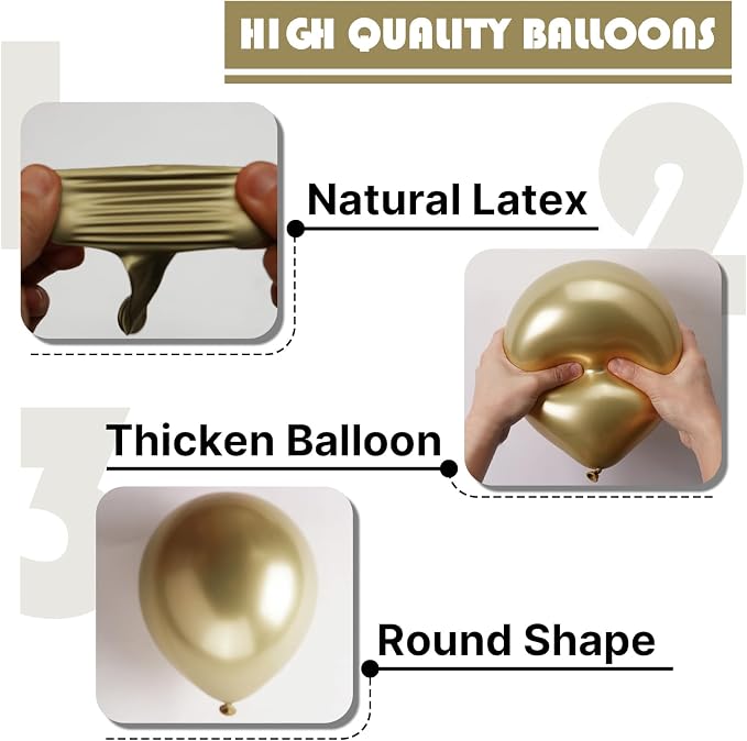 PartyWoo Metallic Gold Balloons 50pcs Chrome Gold Color 12 Inch | Balloons - Image 7