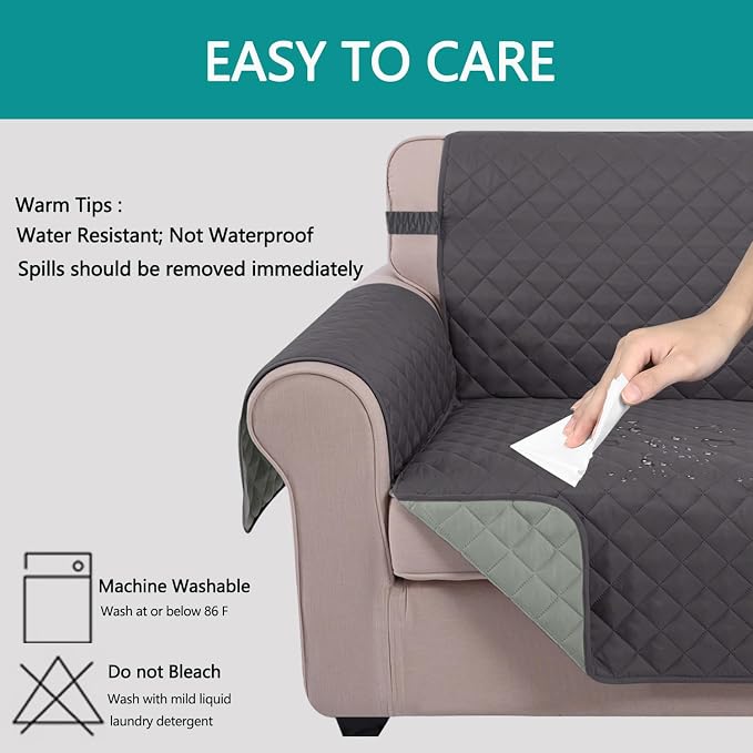 U-NICE HOME Reversible 23''Recliner Small Chair Cover, Dark Grey/Light Grey | - Image 4