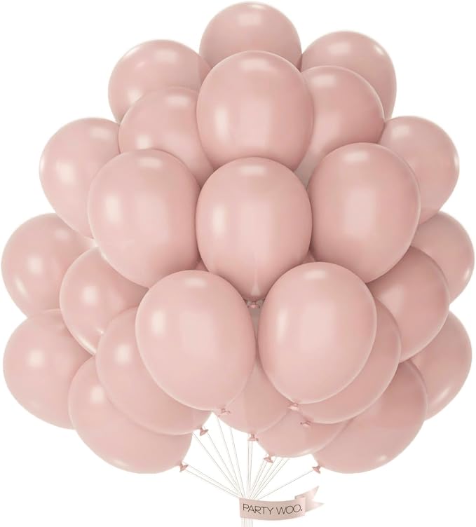 PartyWoo Dusty Pink Balloons 50pcs Lilac Pink Latex Helium Balloons 12 Inch | by PartyWoo