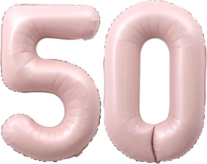 40 Inch Light Pink Number 50 Balloon 0-9 50th Foil Big Giant | Digital by SULALABOO