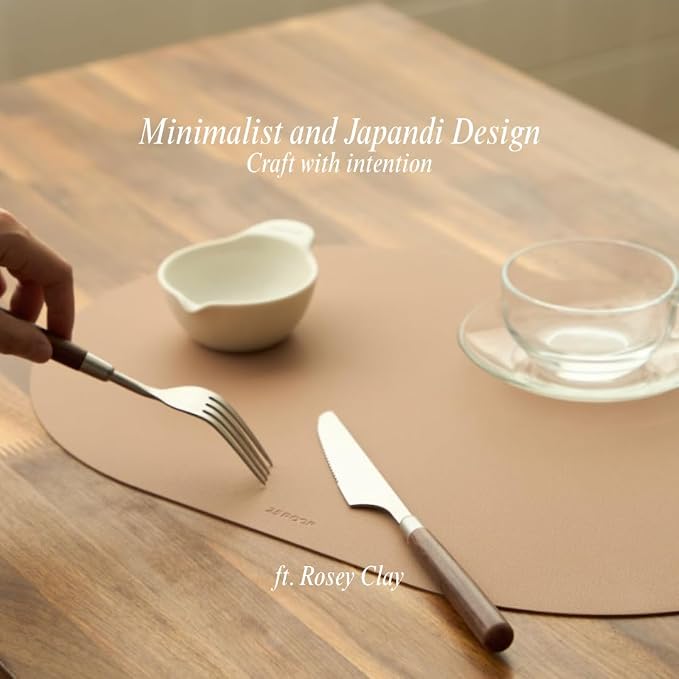Clay Pink Oval Silicone Placemats Set of 4 – Heat Resistant, Waterproof - Image 3