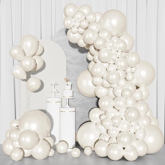 Ouddy Party 129Pcs Pearl White Balloons Different Sizes 18 12 10 5 Inch | 6Pcs - Image 7