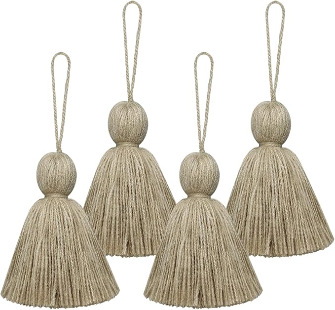 Big Size 4 PCS Tassels for Crafts, Handmade Hanging for Pillow Decor, Blanket by NINGYOHI