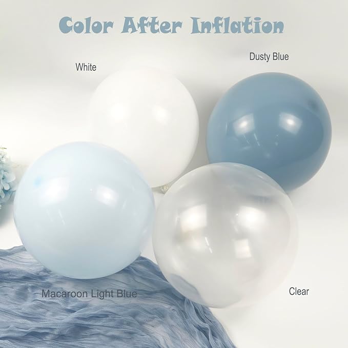 Dusty Blue Balloon Arch Kit Light Blue White Balloon Garland Kit | 126 Pcs - Image 3
