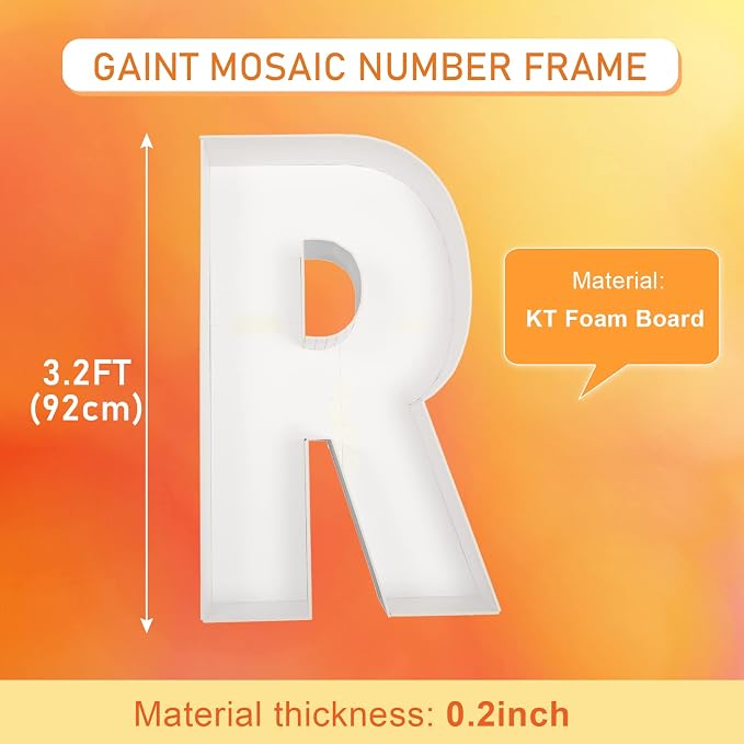 Marquee Letters 3FT Tall Mosaic Balloon Frame Pre-Cut Foam Board Letter R | - Image 2