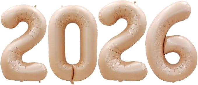 42 Inch 2026 Caramel Foil Number Balloons by GOER