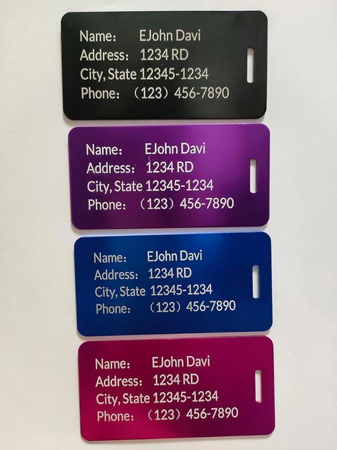 (5Pack) Custom Personalized Luggage Tags-Customized Unique tag for Suitcase Backpack Travel,Bags (Purple (3.8×2))