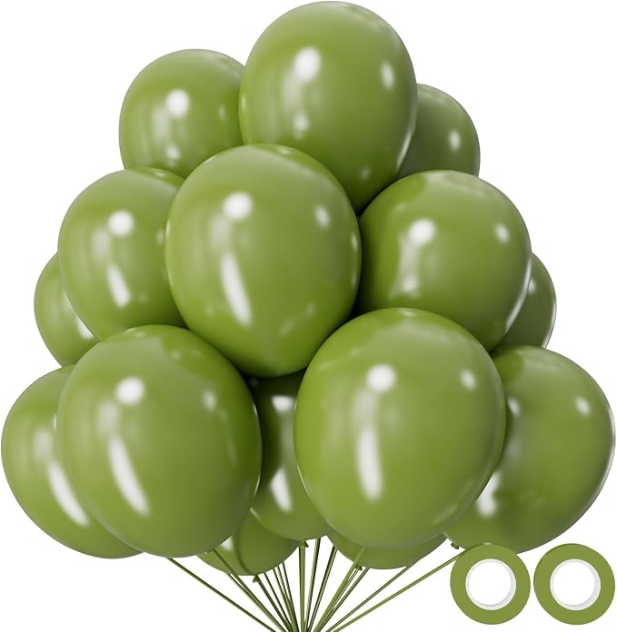 110pcs Olive Green Balloon 12 Inch, Olive Green Latex Balloons by KUULBELAballoons