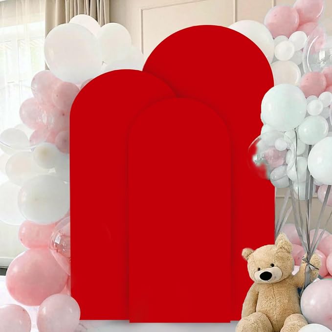 FANPROMS Arch Covers Set of 3 Red Wedding Arch Cover 7.2FT 6.6FT 6FT Arch - Image 6