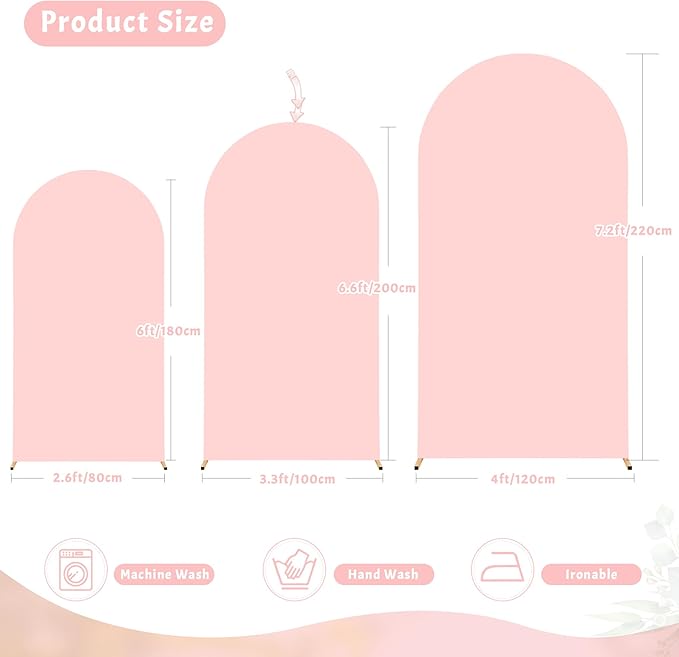 7.2FT Dusty Rose Arch Cover - Polyester Fitted Wedding Arch Stand Covers Round Top Chiara Arch Backdrop Cover for Birthday Party Banquet Photo Background Decoration