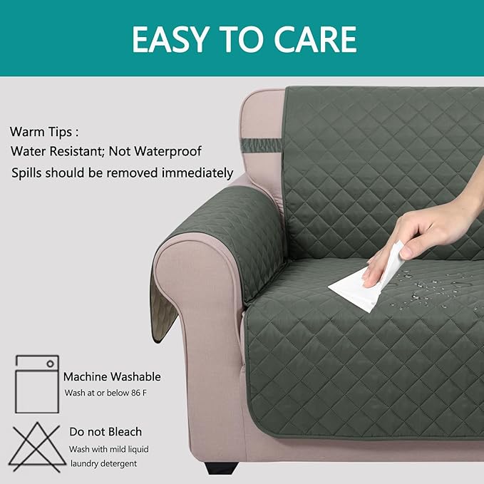 U-NICE HOME Reversible Oversized 28''Chair Covers, Pet Friendly, Elastic Straps - Image 4