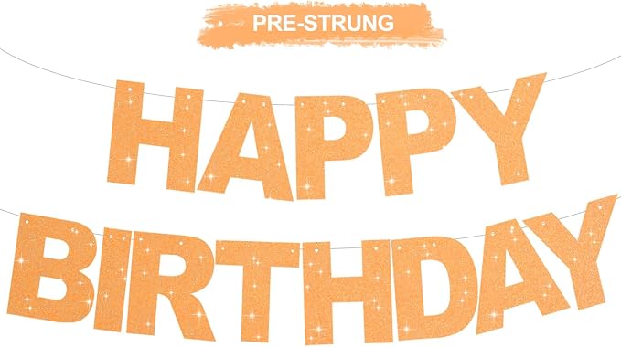BEISHIDA Pre-Strung Light Orange Happy Birthday Banner Party Sign Decor | by Beishida