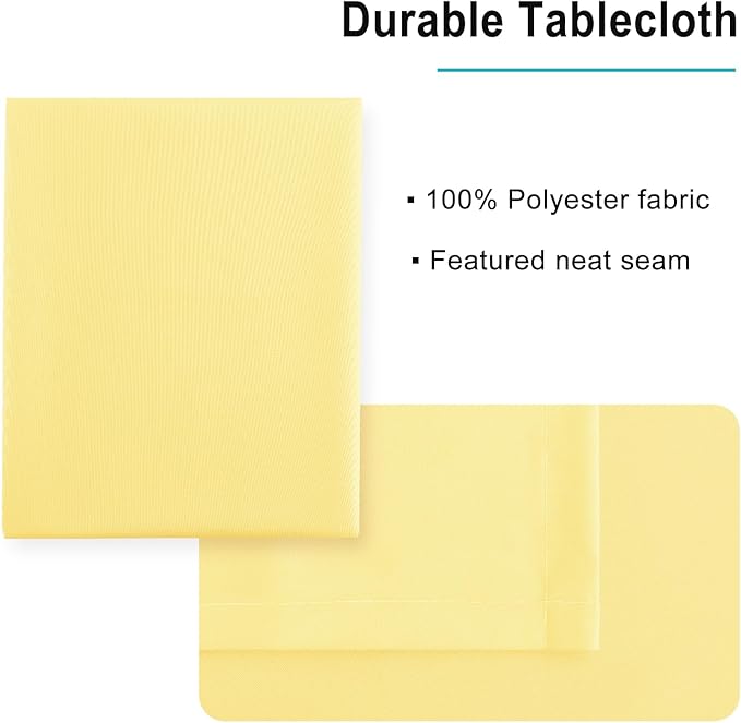Hiasan Light Yellow Square Tablecloth - Waterproof and Spillproof Restaurant Washable Polyester Table Cloth for Dining Room, 54 x 54 Inch