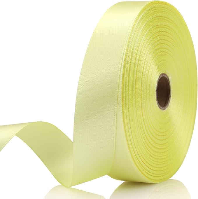 7/8 Inch 60 Yards Rice Yellow Satin Craft Ribbon-Single Face Polyester Ribbon by Unknown