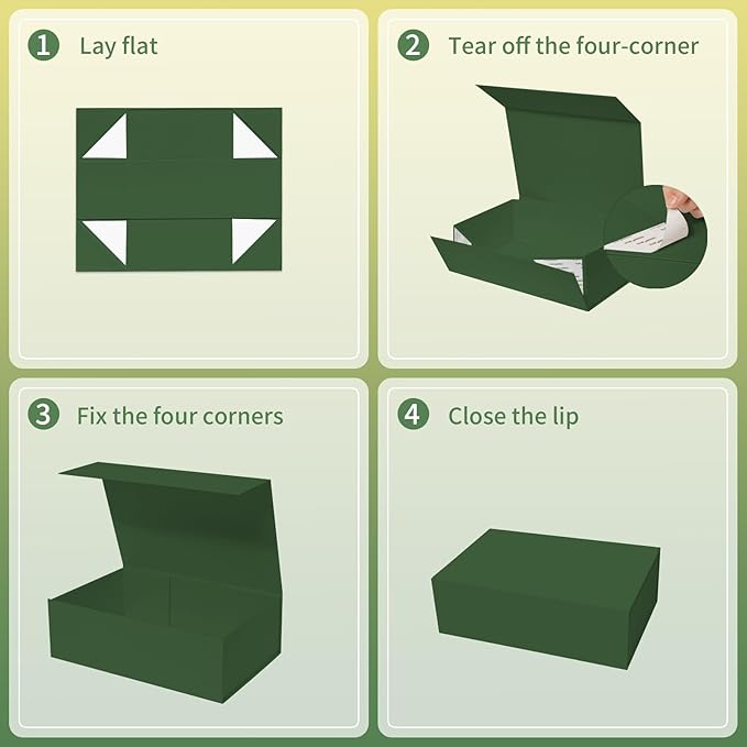 Rinrda Large Green Gift Box,13.75"x9"x4.5", Gift Boxes with Magnetic Lids for Presents Closure Gift Packing for Birthday,Christmas, Halloween,Wedding,Bridal Gifts,Mother's Day Gift Packging