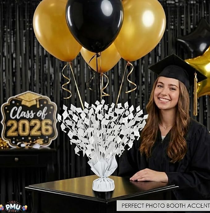 PMU 3 Pcs White Graduation Balloon Weights, Graduation Centerpieces - Image 3