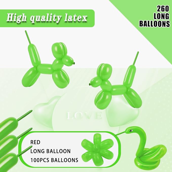 260 long balloons for balloon animals 100 Pack Thickening Latex Modeling Long - Image 2