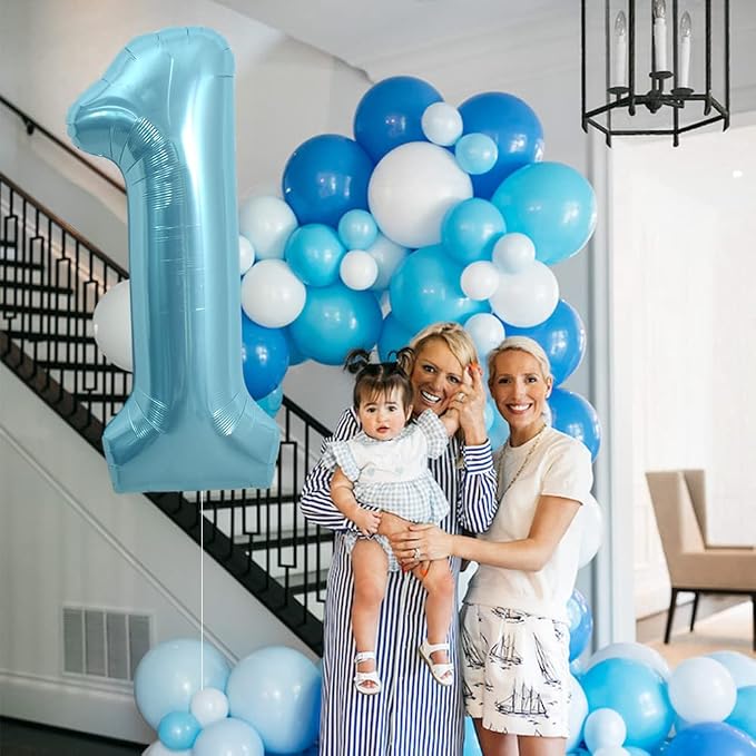 TONIFUL 40 Inch Light Blue Large Numbers 0-9, Number 1 Digital 1 Helium Balloons - Image 5
