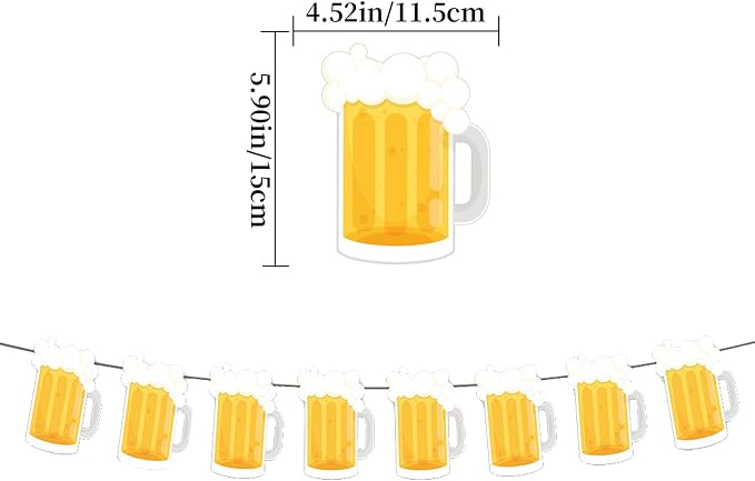 Beer Birthday Banner Beer Mug Pennant Banner - Image 2