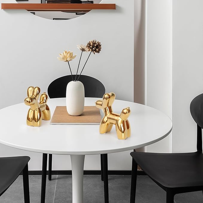 Notakia Large Golden Cute Ceramics Balloon Dog Statue Crafts Living Room - Image 6