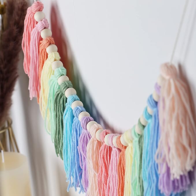 Pastel Rainbow Tassel Garland - Image 5